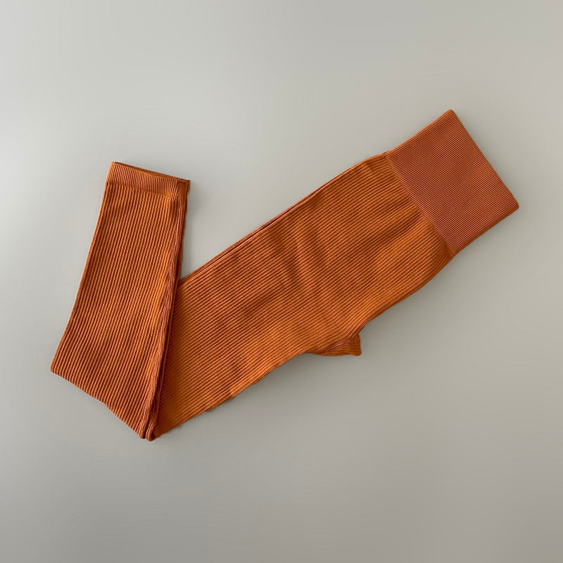 High Waisted Ribbed Seamless Leggings