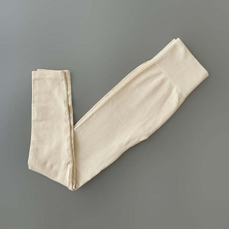 High Waisted Ribbed Seamless Leggings