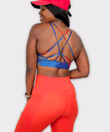 Elita African pattern workout bra