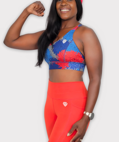Elita African pattern workout bra