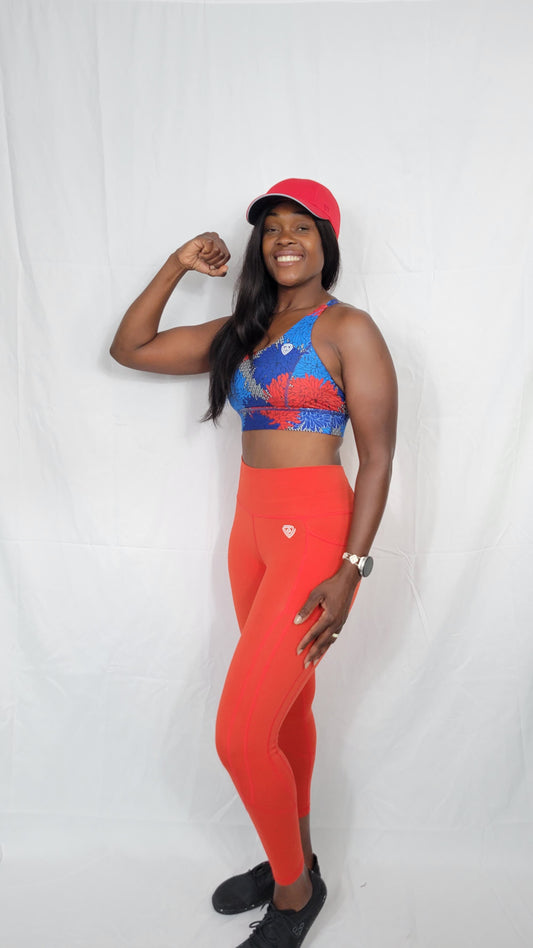 Elita African pattern workout bra