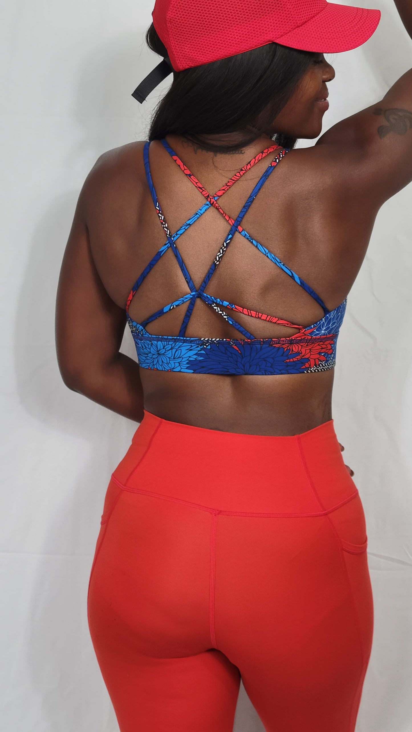 Elita African pattern workout bra