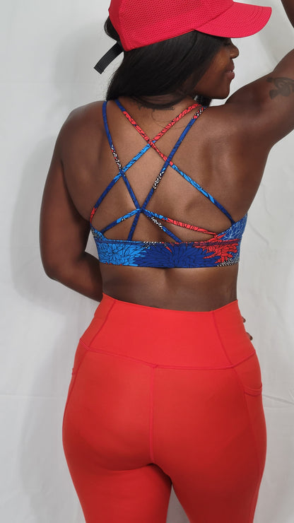 Elita African pattern workout bra